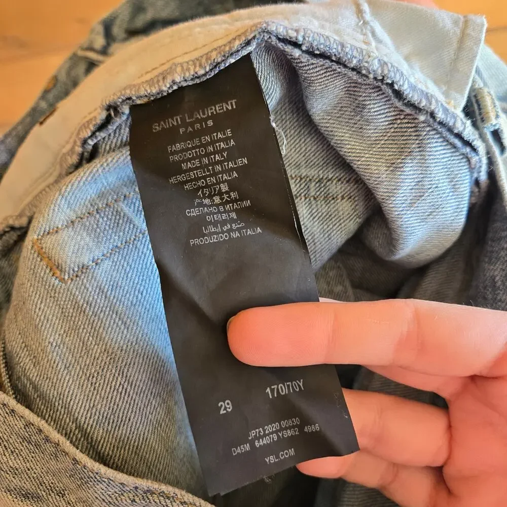 Saint Laurent Jean Short Bermuda Denim Raw Hem Winter Blue 29 Distressed Y2K